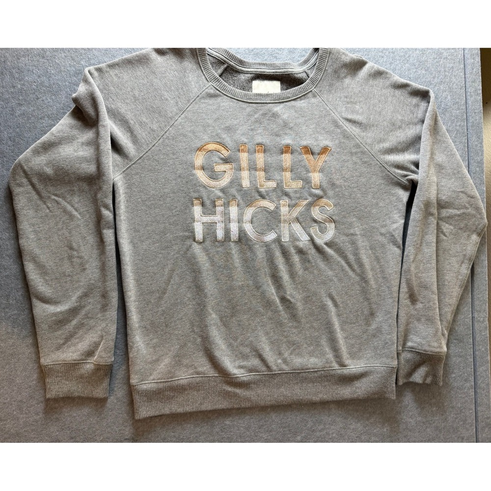 Gilly Hicks Hollister Sweatshirt Medium Grey Excellent Embroidered Logo Pullover